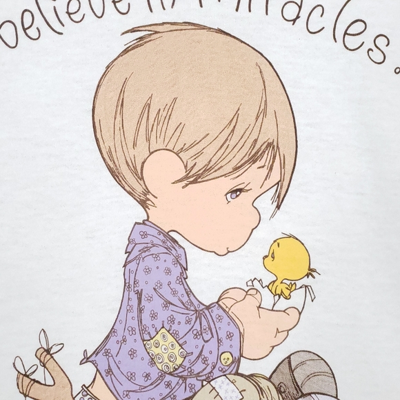 Vintage 80s Precious Moments I Believe in Miracles Screen Stars T-shirt - Picture 3 of 15